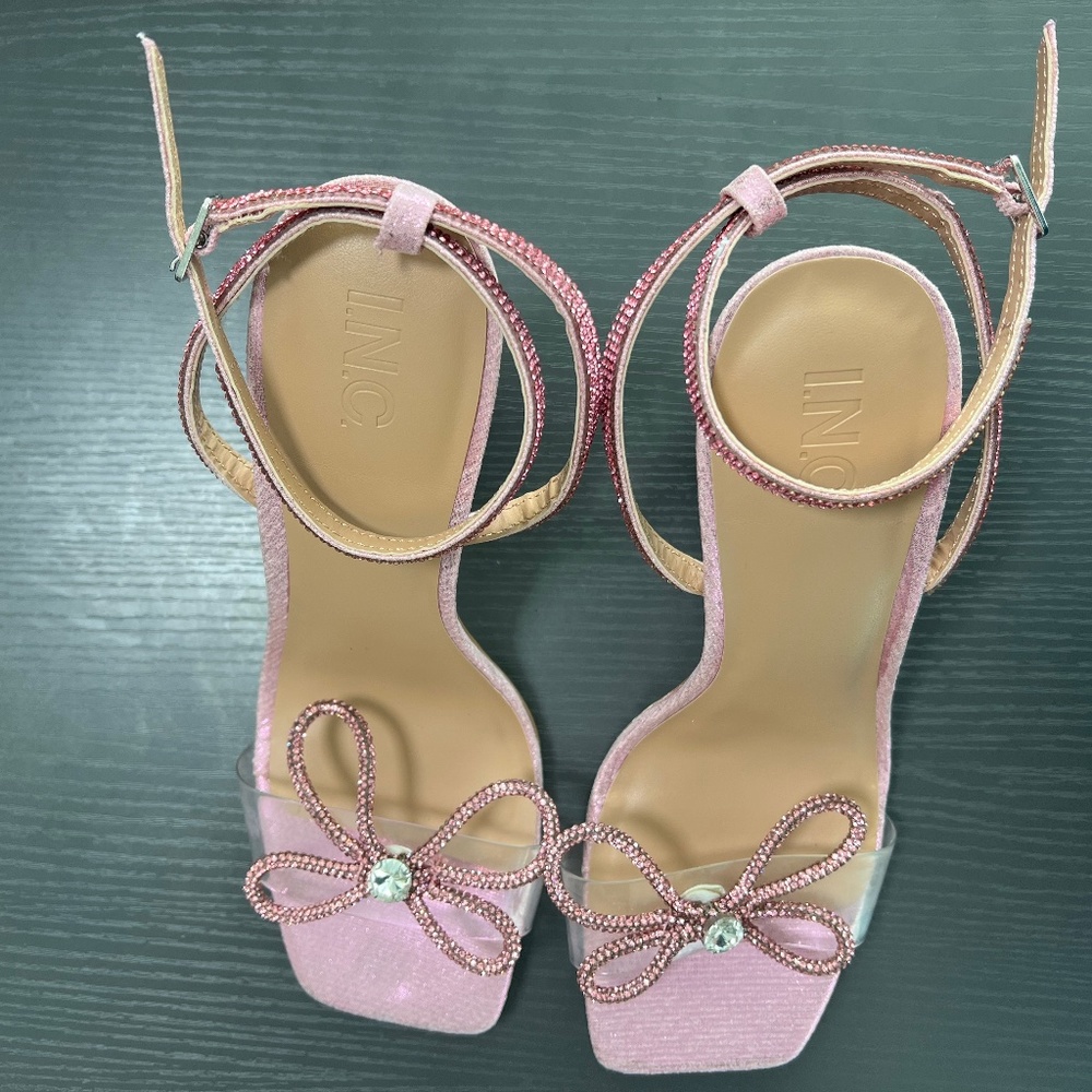 INC International Concepts Pink Bow Rhinestone Heels